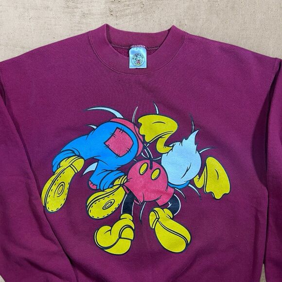 Vtg Disney Mickey Mouse & Friends Breakthrough Crewneck Large Back Hit Red 90s - Picture 2 of 10